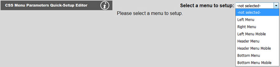 select css menu parameters
