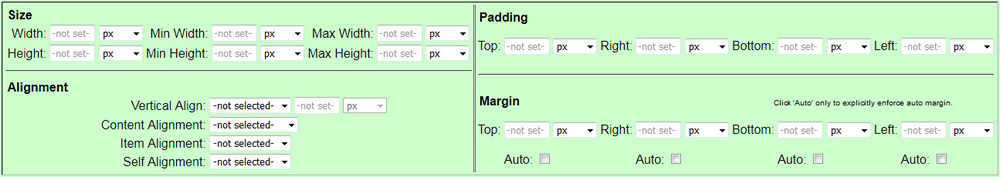 Size, padding, margin and alignment CSS
